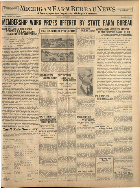 Michigan Farm Bureau news. (1929 September 13)