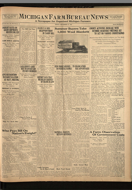 Michigan Farm Bureau news. (1929 September 27)