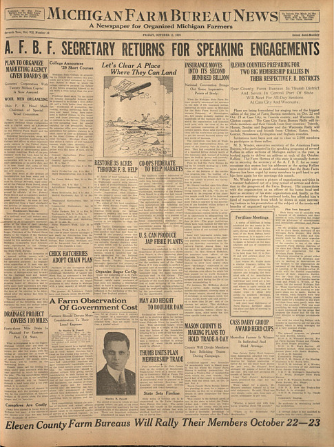 Michigan Farm Bureau news. (1929 October 11)