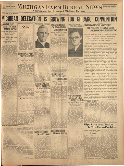 Michigan Farm Bureau news. (1929 November 29)