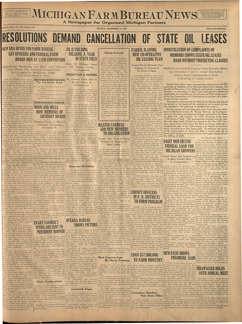 Michigan Farm Bureau news. (1929 December 13)