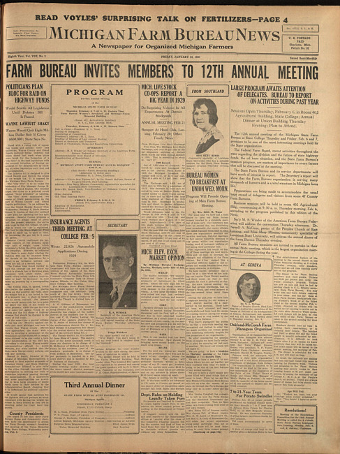 Michigan Farm Bureau news. (1930 January 24)