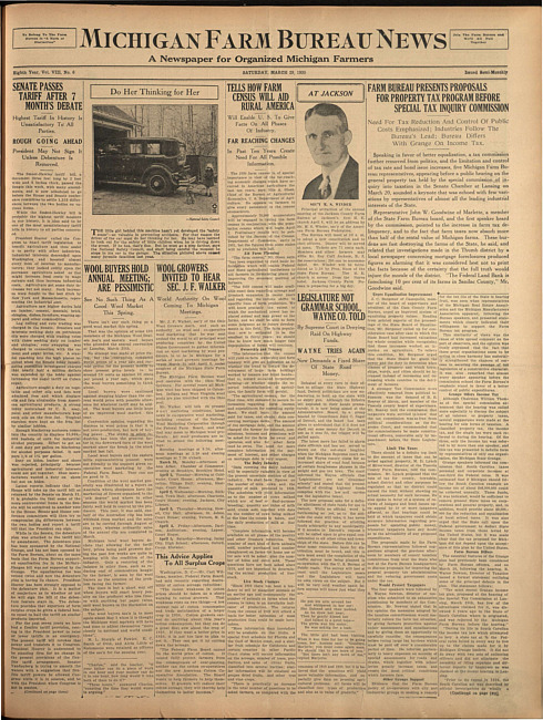 Michigan Farm Bureau news. (1930 March 29)