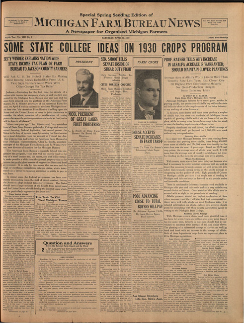 Michigan Farm Bureau news. (1930 April 12)