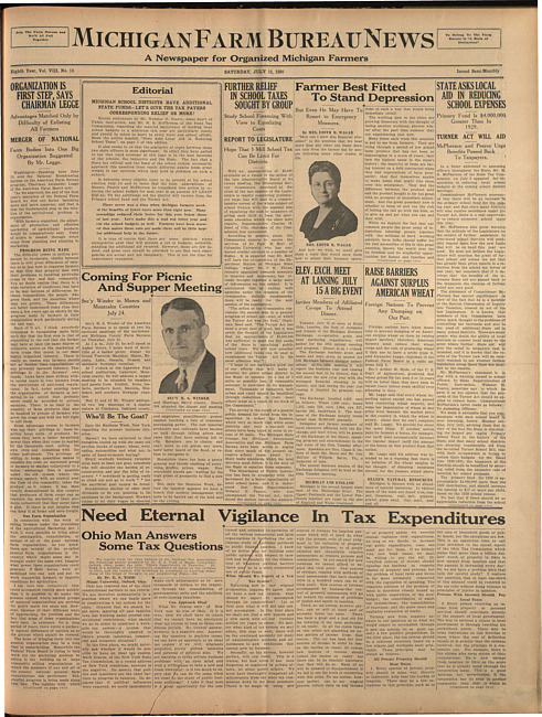 Michigan Farm Bureau news. (1930 July 12)