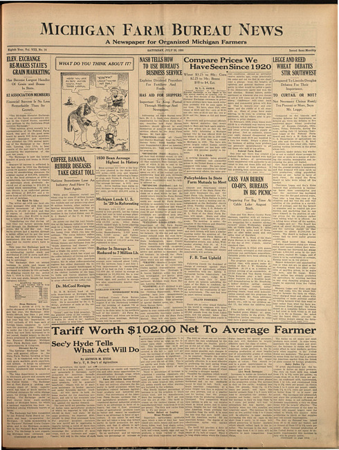 Michigan Farm Bureau news. (1930 July 26)