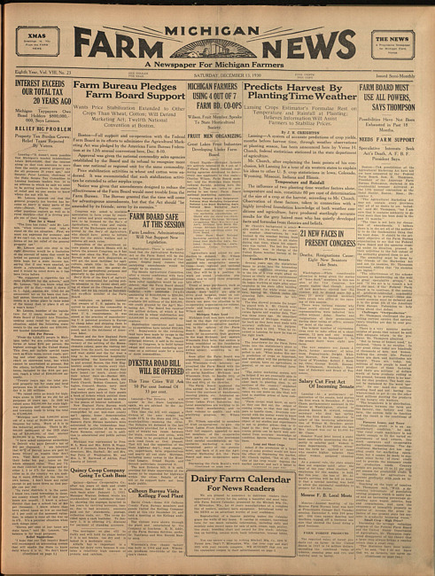 Michigan farm news. (1930 December 13)