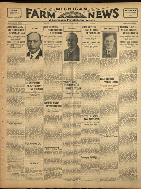 Michigan farm news. (1931 March 14)