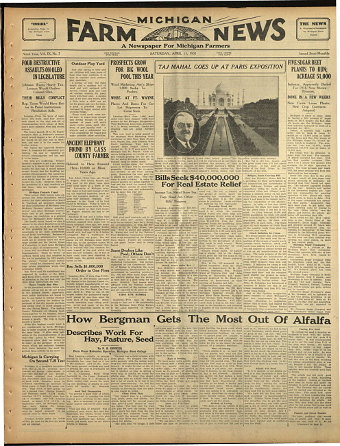 Michigan farm news. (1931 April 11)