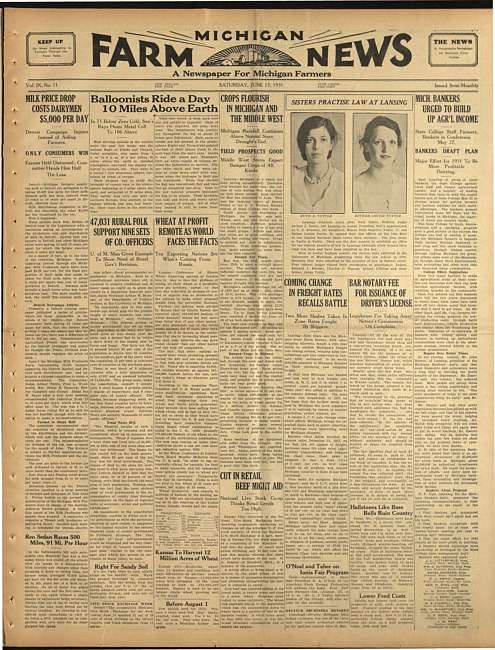 Michigan farm news. (1931 June 13)