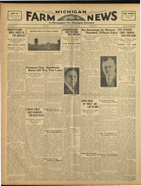 Michigan farm news. (1931 July 25)