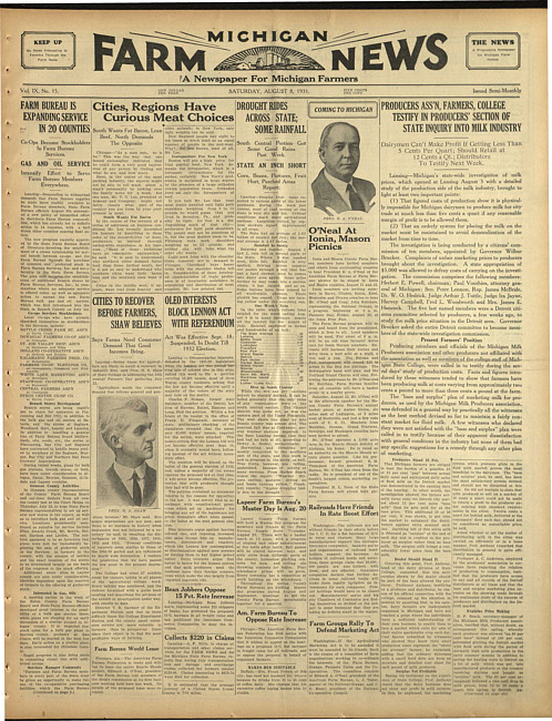 Michigan farm news. (1931 August 8)
