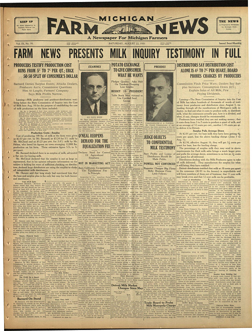 Michigan farm news. (1931 August 22)