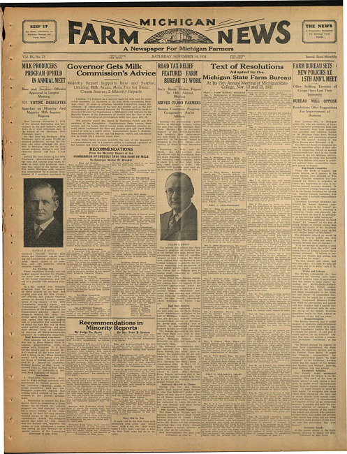 Michigan farm news. (1931 November 14)