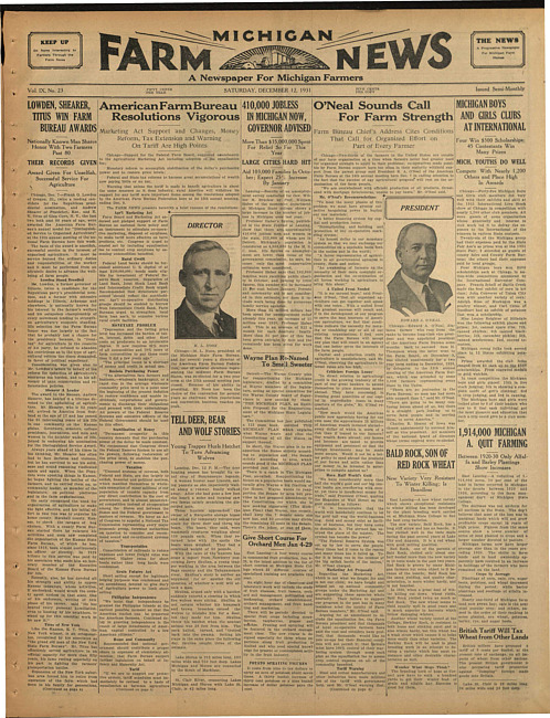 Michigan farm news. (1931 December 12)