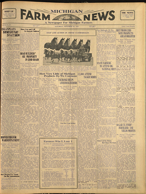 Michigan farm news. (1932 November 26)