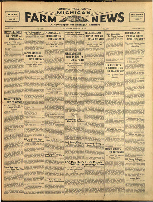 Michigan farm news. (1933 February 4)