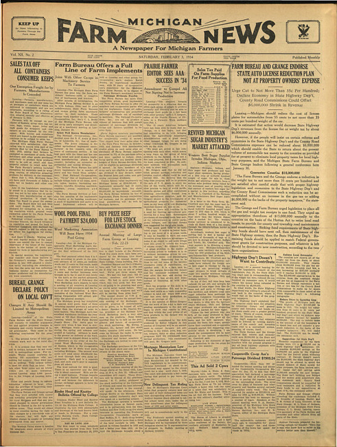 Michigan farm news. (1934 February 3)