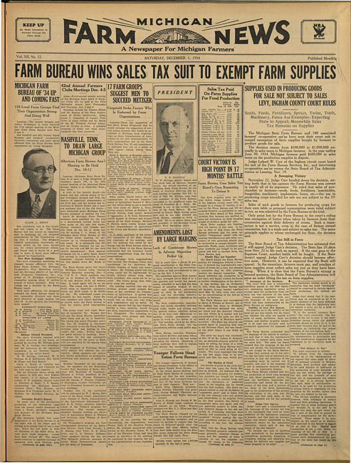 Michigan farm news. (1934 December 1)