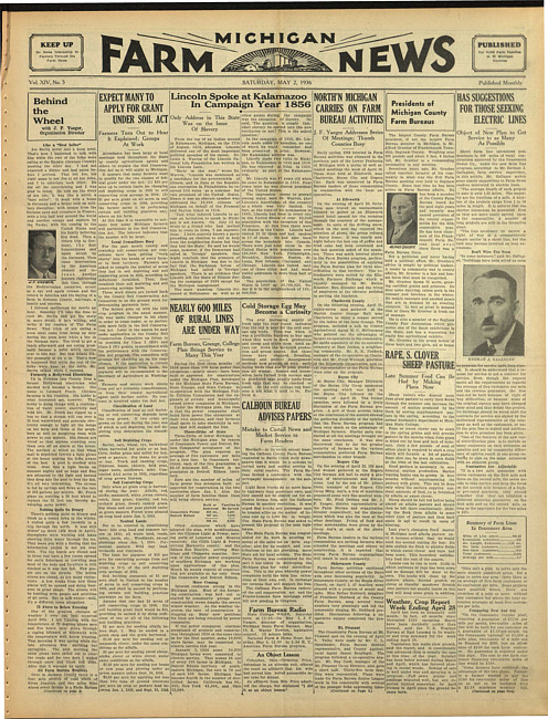 Michigan farm news. (1936 May 2)