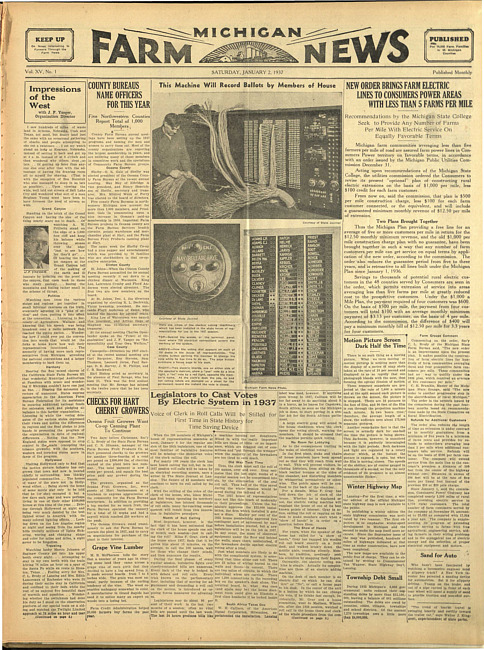 Michigan farm news. (1937 January 1)