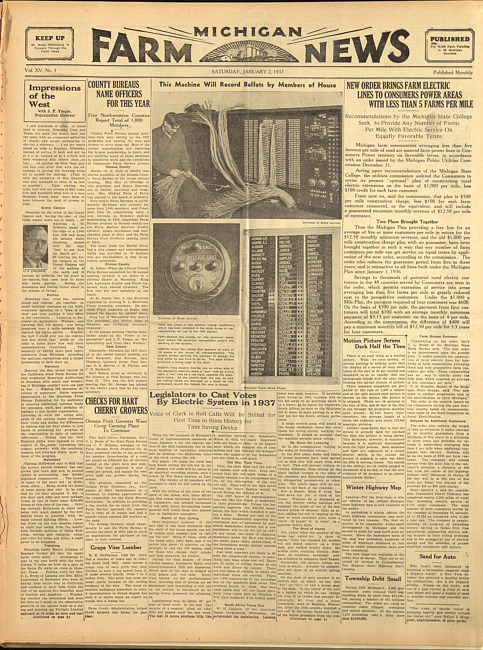 Michigan farm news. (1937 January 2)