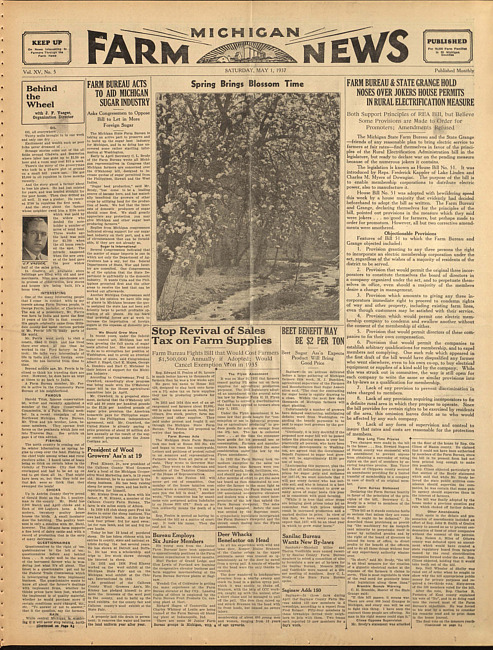 Michigan farm news. (1937 May 1)