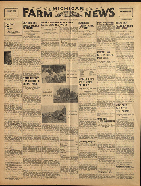 Michigan farm news. (1938 July 2)