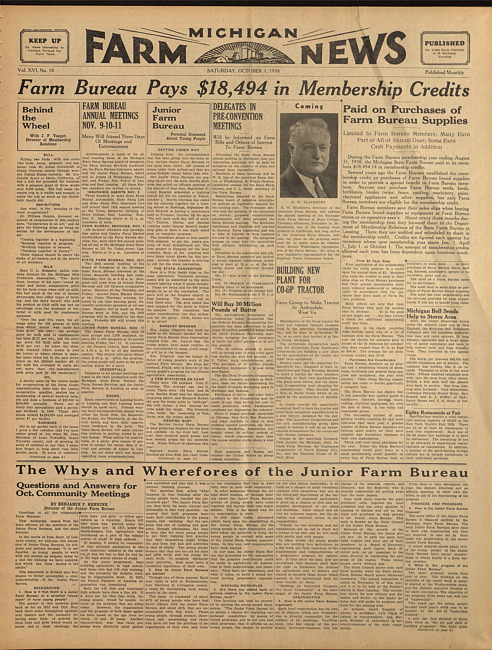 Michigan farm news. (1938 October 1)