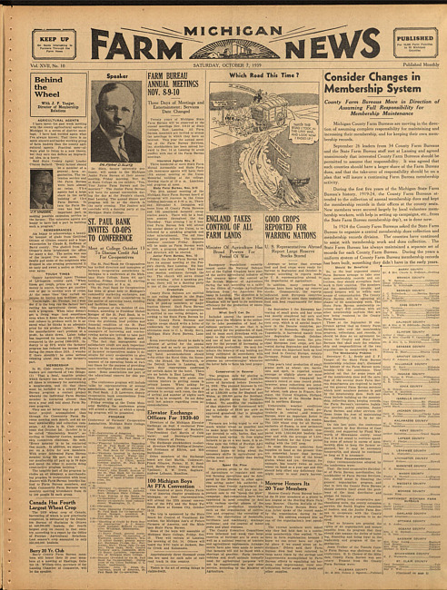 Michigan farm news. (1939 October 7)