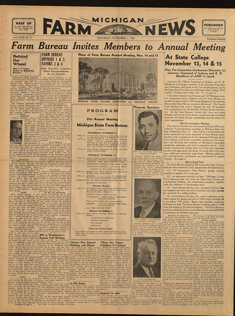 Michigan farm news. (1940 November 2)