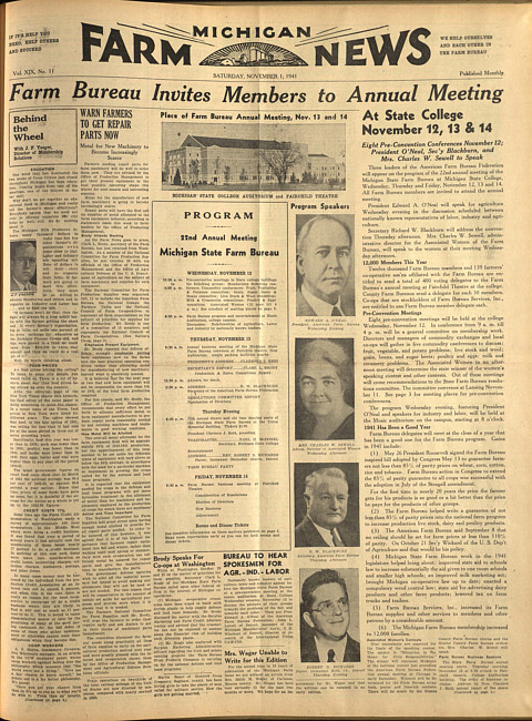 Michigan farm news. (1941 November 1)