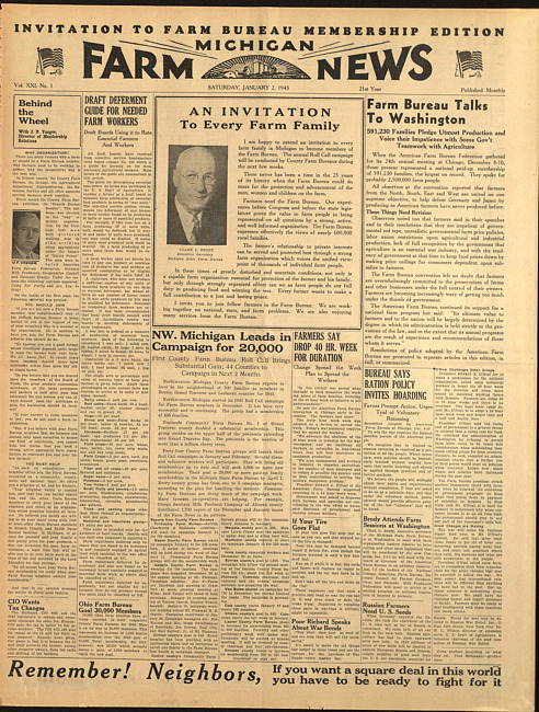 Michigan farm news. (1943 January 2)