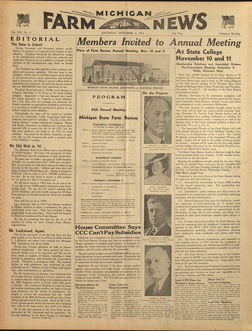 Michigan farm news. (1943 November 6)