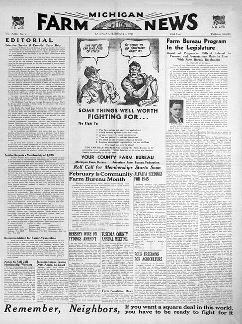 Michigan farm news. (1945 February)