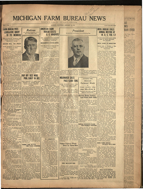 Michigan Farm Bureau news. (1923 January 18)