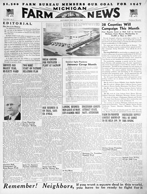 Michigan farm news. (1947 January)