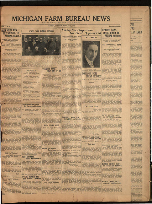 Michigan Farm Bureau news. (1923 January 26)