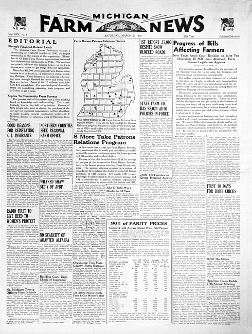 Michigan farm news. (1947 March)