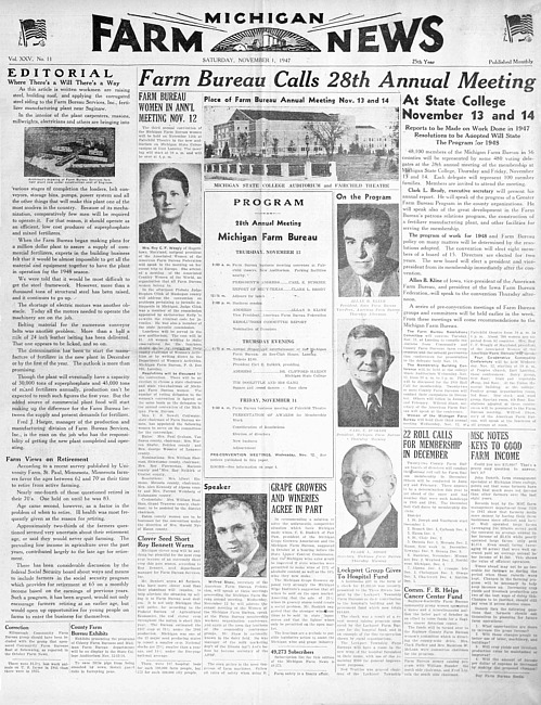 Michigan farm news. (1947 November)