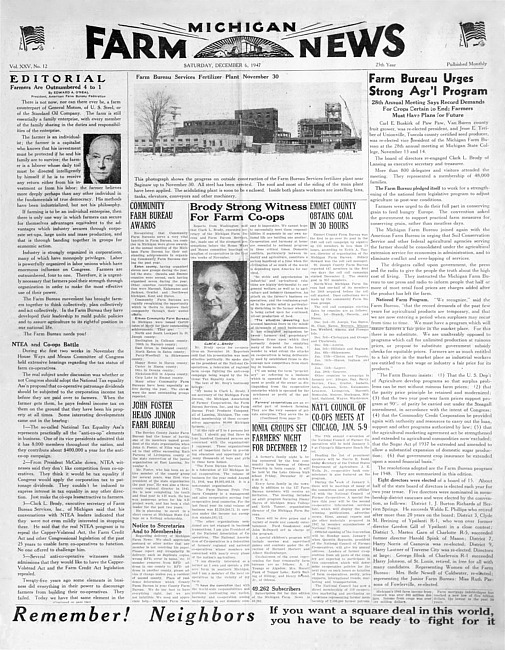 Michigan farm news. (1947 December)