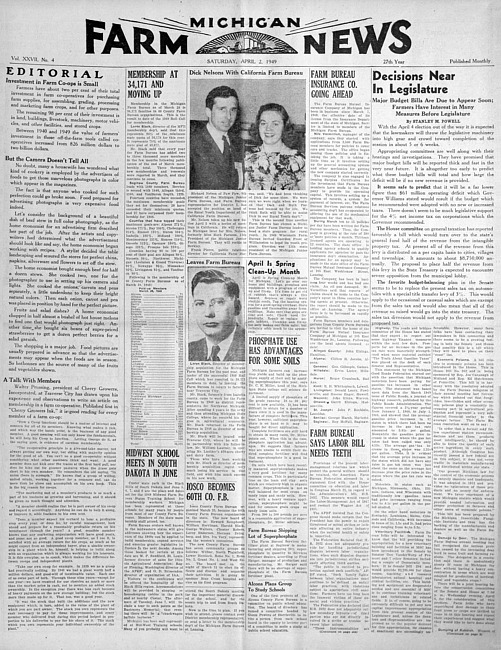 Michigan farm news. (1949 April)