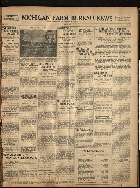 Michigan Farm Bureau news. (1923 March 23)
