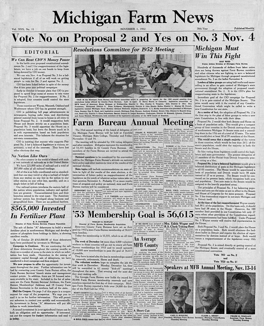 Michigan farm news. (1952 November)