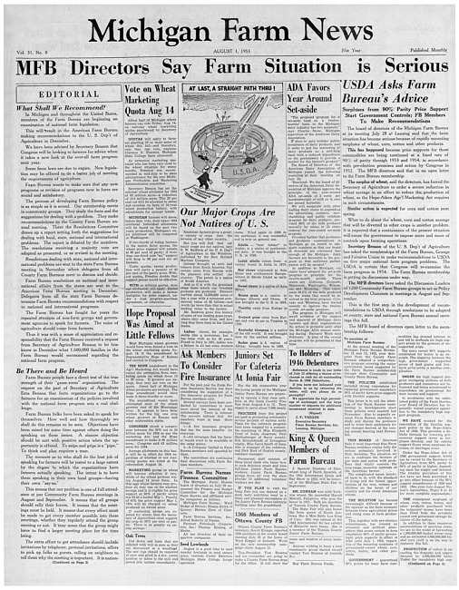 Michigan farm news. (1953 August)