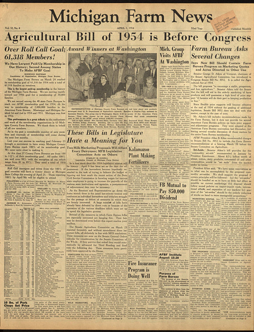 Michigan farm news. (1954 April 1)