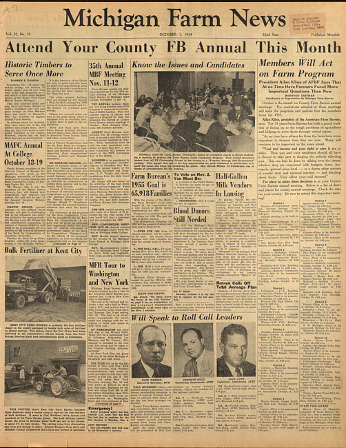 Michigan farm news. (1954 October 1)