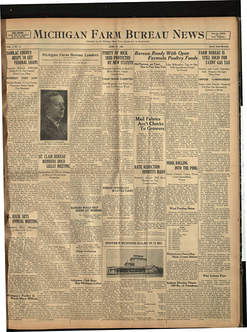 Michigan Farm Bureau news. (1923 June 15)
