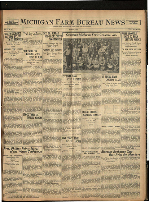 Michigan Farm Bureau news. (1923 June 29)
