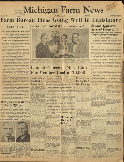 Michigan farm news. (1956 March 1)